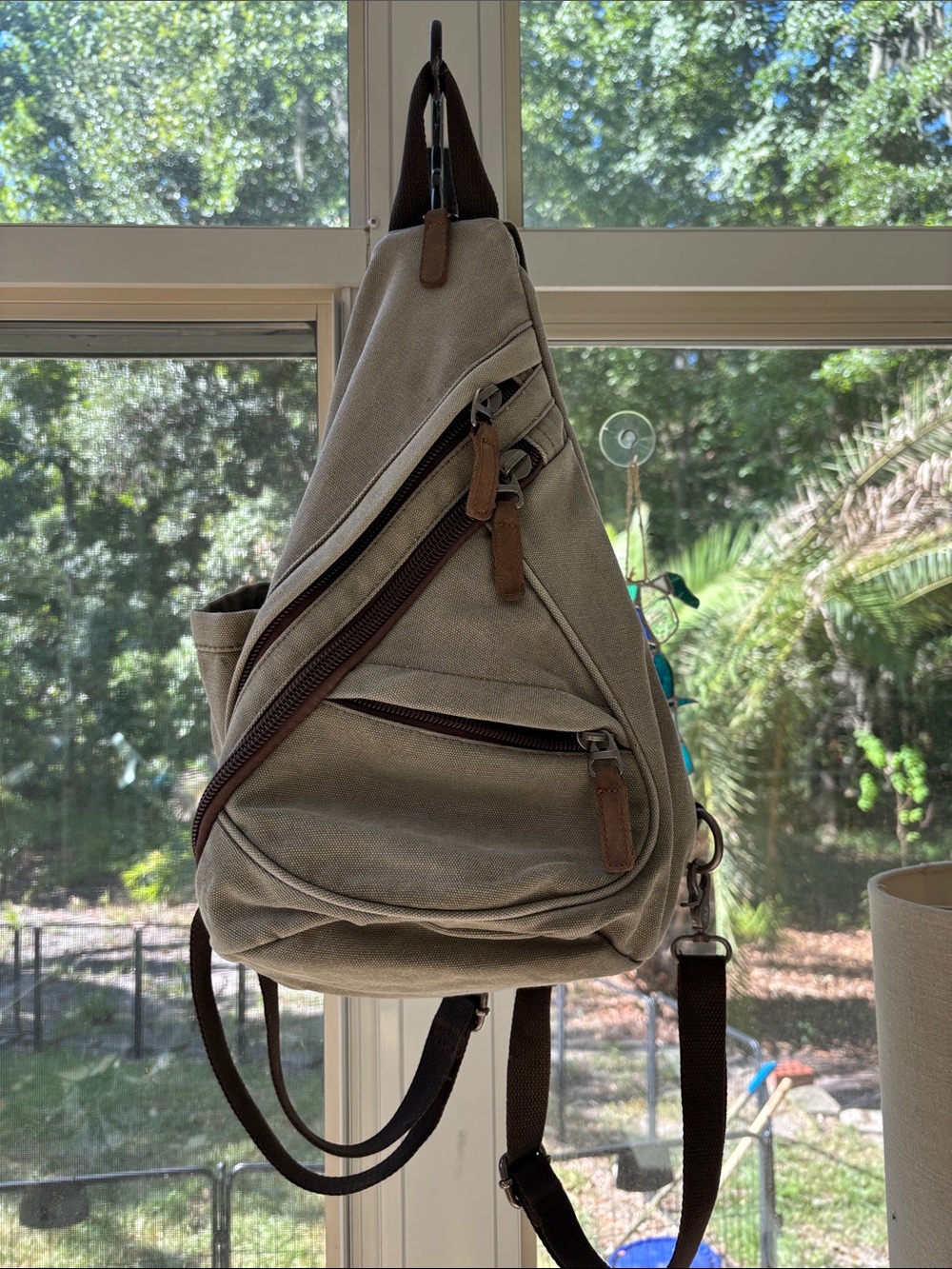 DaVan Multifunctional Canvas Sling Bag Concealed Carry Travel Bag Mini Backpack